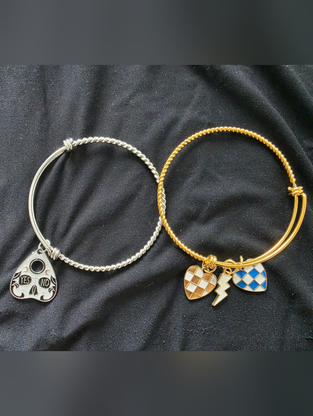 Gold and Silver Twisted Charm Bangle Bracelet Set